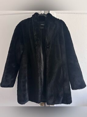 Express Black Faux Fur Pea Coat